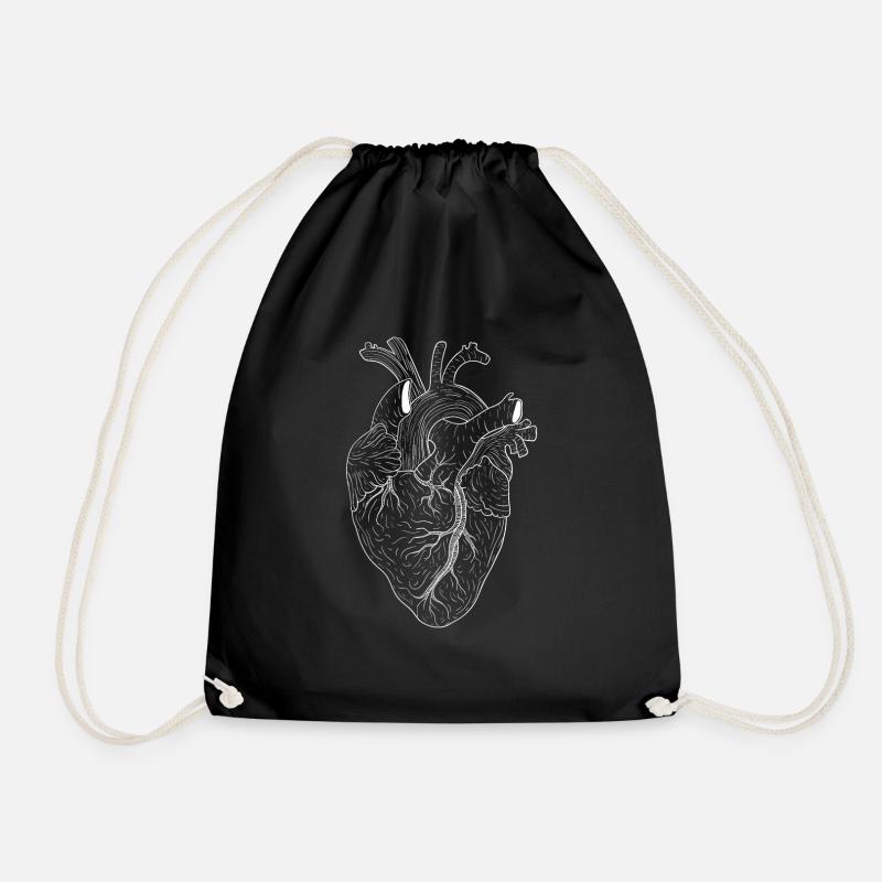 heart - Drawstring Bag - black