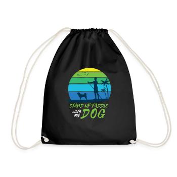 SUP dog - Drawstring Bag - black - Front