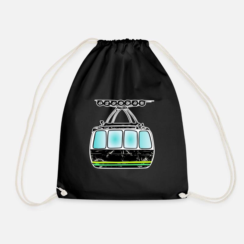 Seilbahn gondel Bergbahn fan - Turnbeutel - Schwarz
