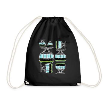Cable car gondola cable car art - Drawstring Bag - black - Front