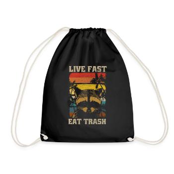 Raton laveur Raton laveur Live Fast Eat Trash Gift - Sac de sport léger - noir - Devant
