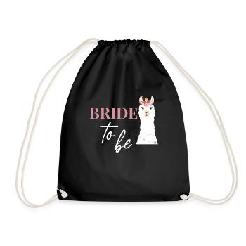 Bride Bride to be JGA alpaca wedding - Drawstring Bag - black - Front