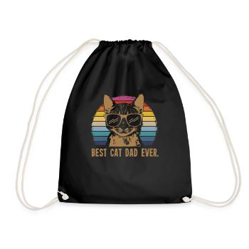 Best Dad Dad Dad Cat Cats Kitten Gift - Drawstring Bag - black - Front