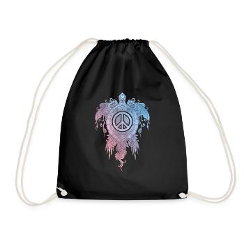 turtle peace day - Drawstring Bag - black - Front