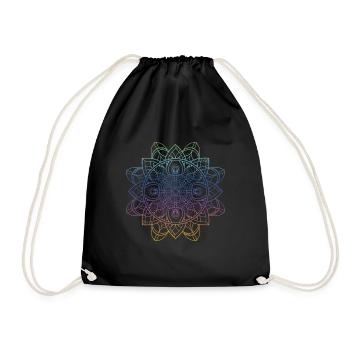 Mandala, Tee, Minimalist print, Yoga graphic, - Drawstring Bag - black - Front