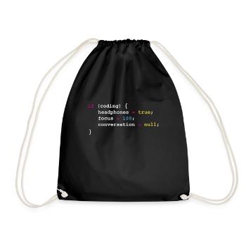 Programmierung Wenn Coding Headphones Tee, Programmierung - Turnbeutel - Schwarz - Vorne