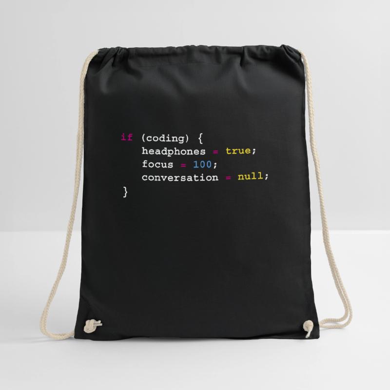 Programming If Coding Headphones Tee, Programming Drawstring Bag