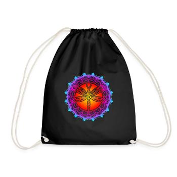 Dragonfly Mandala Relaxation Color - Drawstring Bag - black - Front