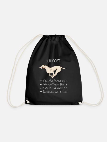 Whippet Dog - Drawstring Bag - black