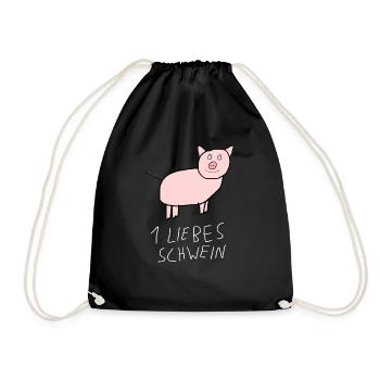 Liebes Schwein Lustig Humorvoll Albern - Turnbeutel - Schwarz - Vorne
