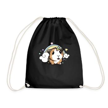 Rainbow Unicorn Guinea Pig Tee, Guinea Pig graphic - Drawstring Bag - black - Front