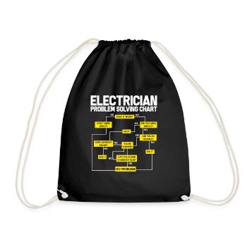 electrician electrical engineering master trainee apprentice - Drawstring Bag - black - Front