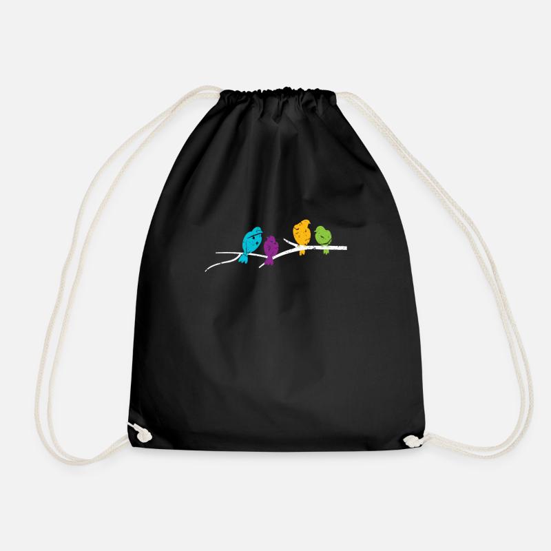 Birds - Drawstring Bag - black