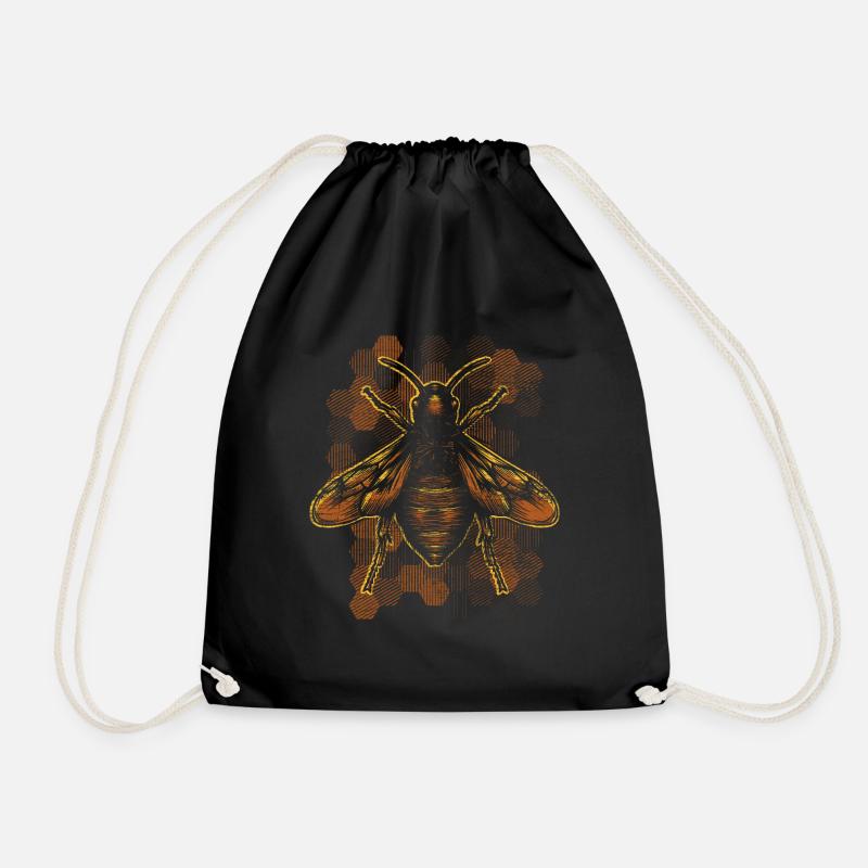 bee - Drawstring Bag - black