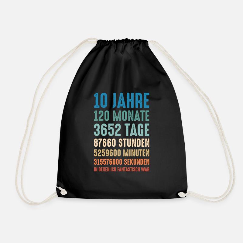 10. Geburtstag Geschenk 10 Jahre - Turnbeutel - Schwarz