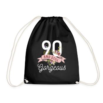 Still Gorgeous 90th Birthday product, 50th - Drawstring Bag - black - Front