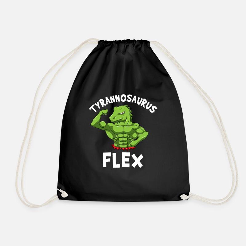 Fitness Workout Motivation Tyrannosaurus Flex Gift - Drawstring Bag - black