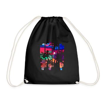 Beach Brush Beach Sunset Palmiers colorés - Sac de sport léger - noir - Devant