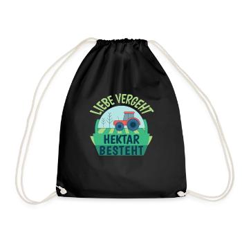 Funny farmer sayings love passes by hectares - Drawstring Bag - black - Front