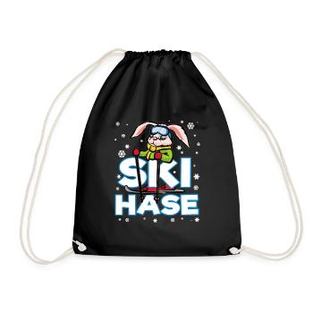 SKI HASE Skihase Schneehase Schnee Häschen - Turnbeutel - Schwarz - Vorne