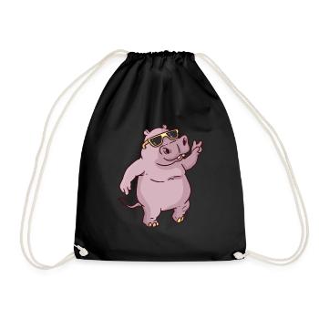 Peace Hippo peace day - Drawstring Bag - black - Front