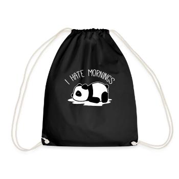 panda fatigué / somnolent / paresseux - Sac de sport léger - noir - Devant