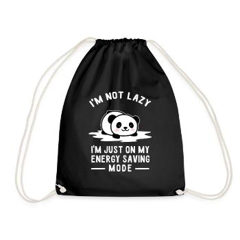 panda fatigué / somnolent / paresseux - Sac de sport léger - noir - Devant