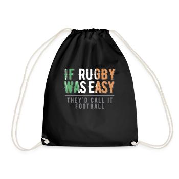 Lustiger Rugby-Druck | Irisch | Fußball - Turnbeutel - Schwarz - Vorne