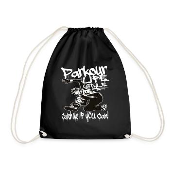 Parkour freerunner graffiti - Drawstring Bag - black - Front