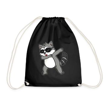 Raccoon Raccoon Dabbing Dance Dancing Gift - Drawstring Bag - black - Front