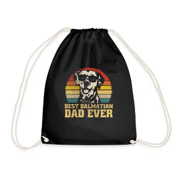 Best Dalmatian Dog Dad Ever Dad Daddy Retro - Drawstring Bag - black - Front
