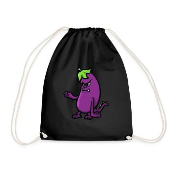 Auberginen-Monster Eggplant Monster - Turnbeutel - Schwarz - Vorne