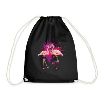 Flamingo Tiere - Turnbeutel - Schwarz - Vorne