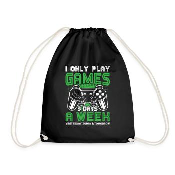 I play only 3 days a week - Drawstring Bag - black - Front
