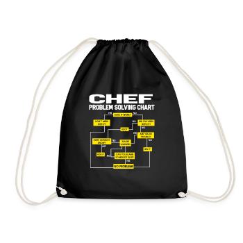 Koch kochen Köchin Chef Chefkoch Problemlösung - Turnbeutel - Schwarz - Vorne