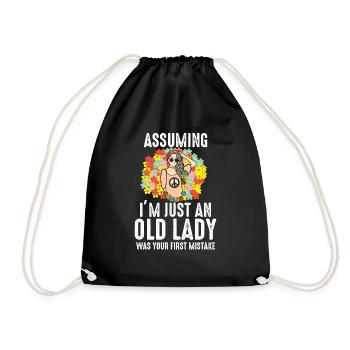 Let's say I'm just an old lady hippie. - Drawstring Bag - black - Front