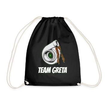Team Greta with turbocharger with pigtails illustration - Drawstring Bag - black - Front