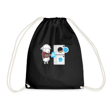 Sheep washing machine laundry wool - Drawstring Bag - black - Front