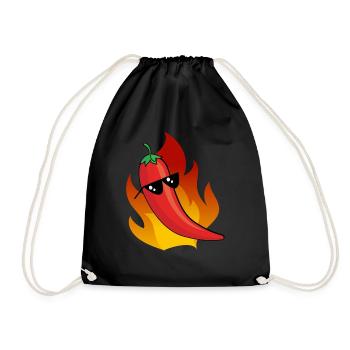 Chili pepper with sunglasses Fruit Vegetables Fruits - Drawstring Bag - black - Front