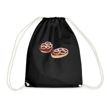 Mettbrötchen T-Shirt Mettbrot with onions funny - Drawstring Bag - black - Front