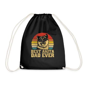 Best Akita Dog Dog Dad Ever Daddy Daddy Reto - Drawstring Bag - black - Front