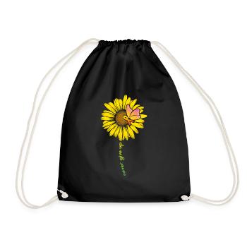 Sonnenblume und Schmetterling Multiple Sklerose - Turnbeutel - Schwarz - Vorne