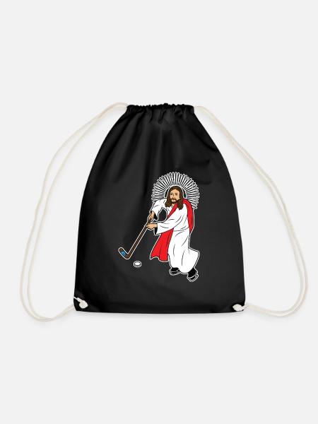 Jesus Christus Hockey Eishockey Team Sport Freak - Turnbeutel - Schwarz
