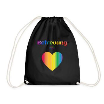 Caregiver, Gift, Empathy, Care, Heart - Drawstring Bag - black - Front