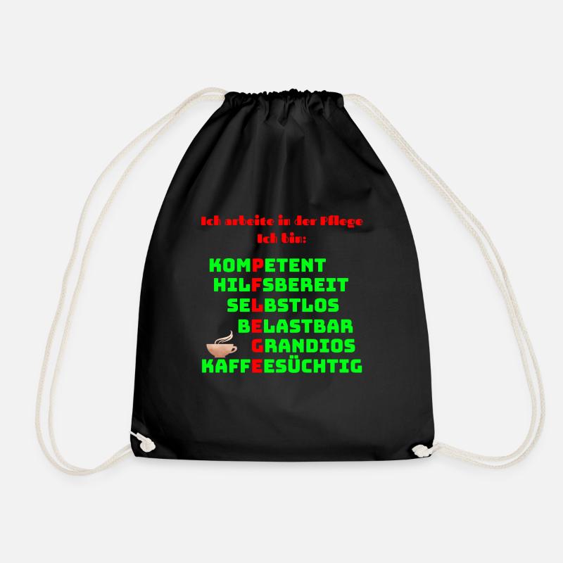Gesundheitswesen - Pflege - Krankenhaus - Geschenk - Turnbeutel - Schwarz