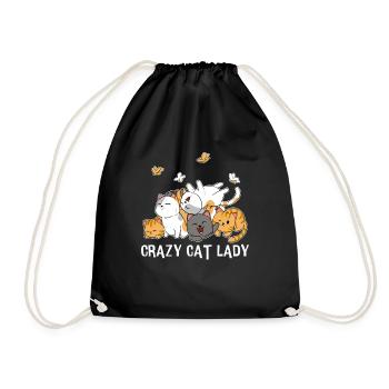 Crazy Cats Lady Woman Crazy Cat - Drawstring Bag - black - Front