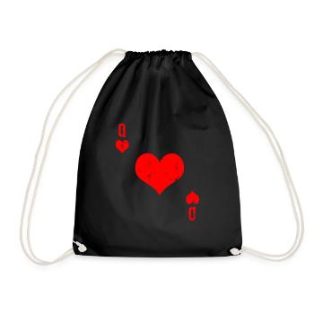 Playing Card Heart Queen Card Card Game - Drawstring Bag - black - Front