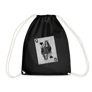 Halloween Playing Card Queen Card Card Game - Drawstring Bag - black - Front