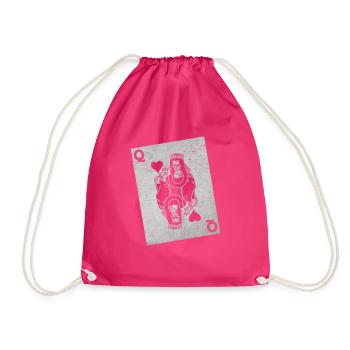 Halloween Playing Card Queen Card Card Game - Drawstring Bag - fuchsia - Front