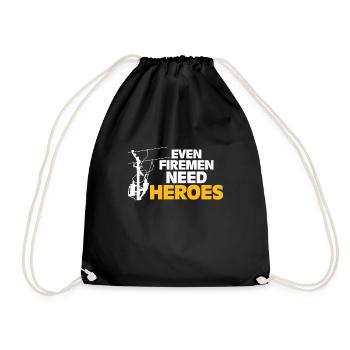 Power Lineman Even Firefighters Need Heroes - Drawstring Bag - black - Front